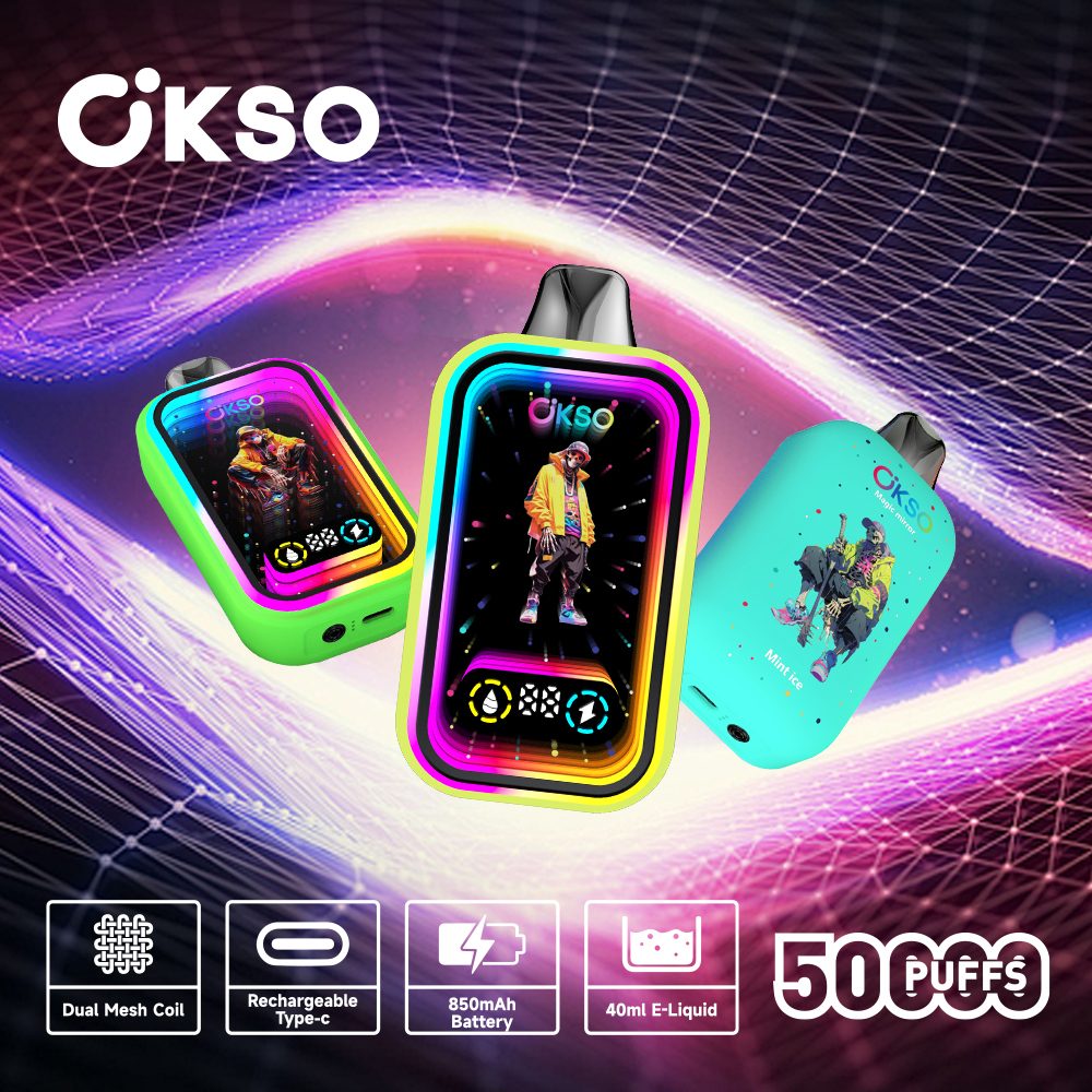 OKSO Magic Mirror 50000 Puffs | RGB LED, dual Mesh, LED Display, 40mL rechargeable bulk disposable vape - Image 35
