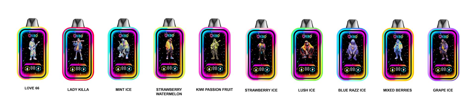 OKSO Magic Mirror 50000 Puffs | RGB LED, dual Mesh, LED Display, 40mL rechargeable bulk disposable vape - Image 17