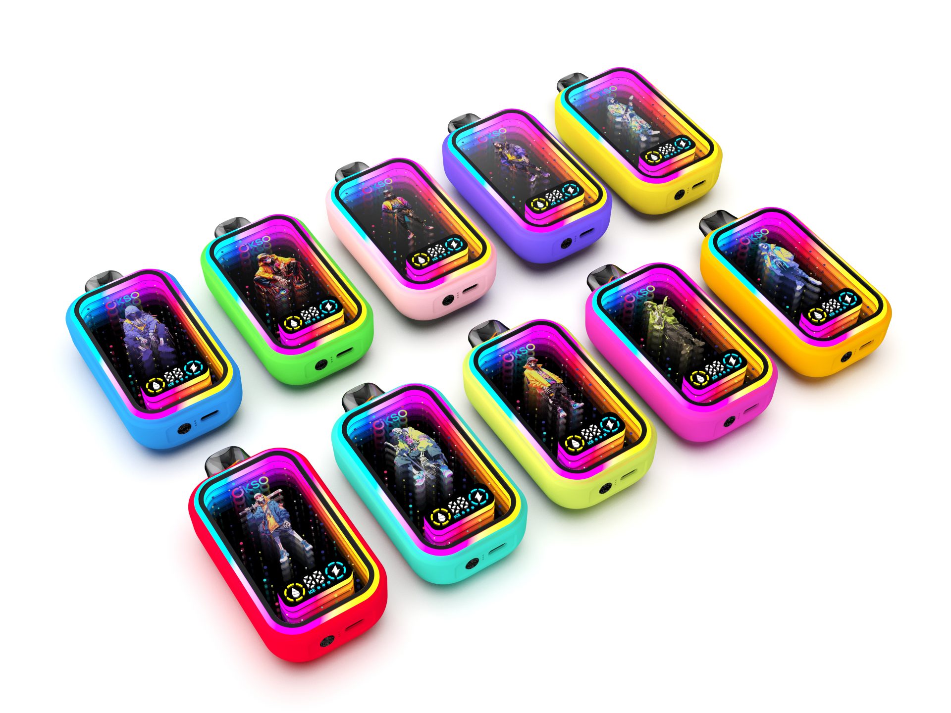 OKSO Magic Mirror 50000 Puffs | RGB LED, dual Mesh, LED Display, 40mL rechargeable bulk disposable vape - Image 14