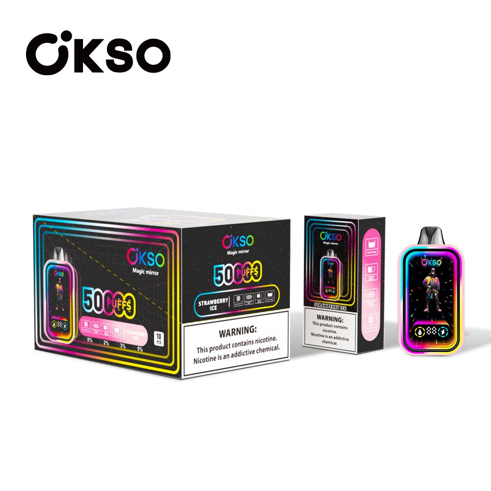OKSO Magic Mirror 50000 Puffs | RGB LED, dual Mesh, LED Display, 40mL rechargeable bulk disposable vape - Image 26