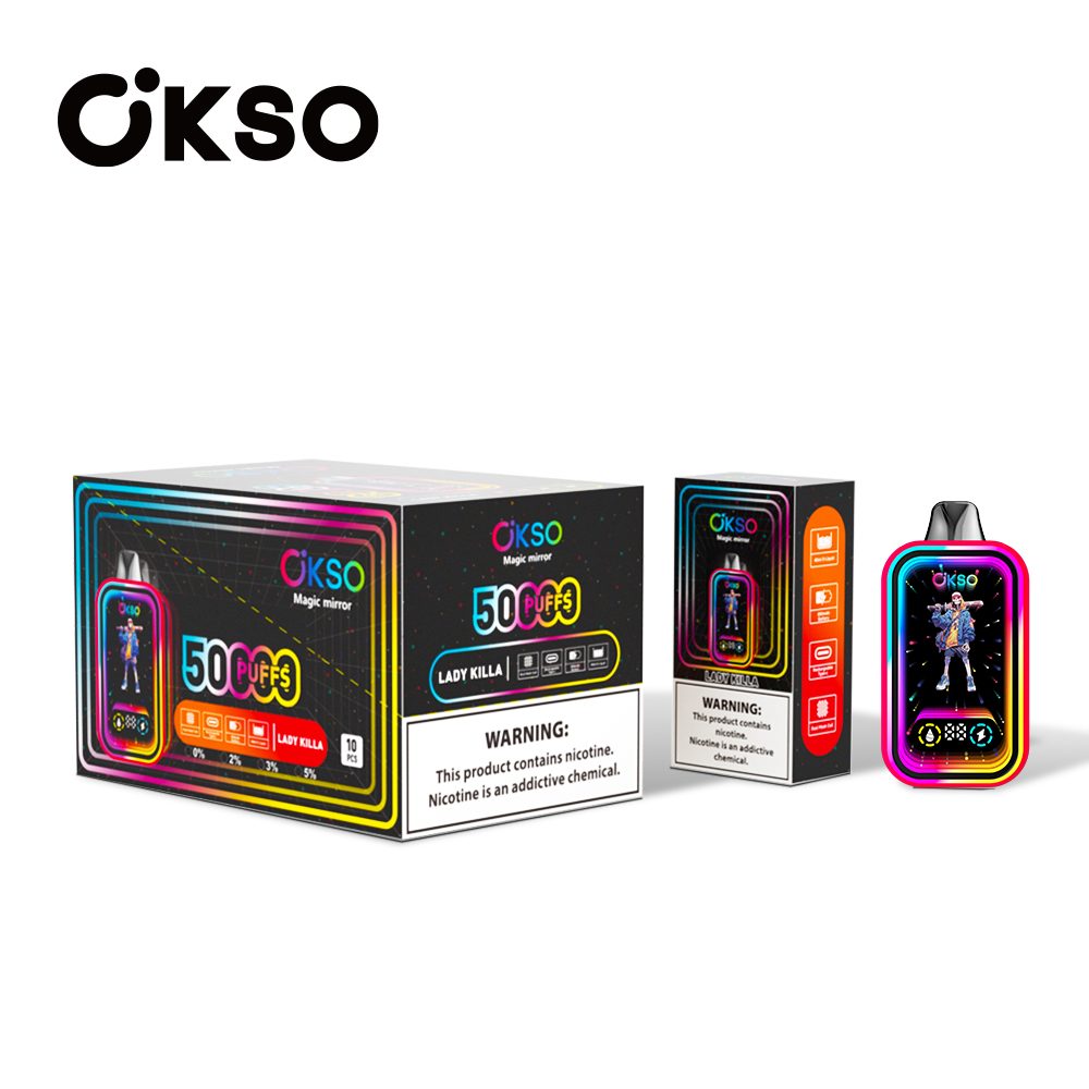 OKSO Magic Mirror 50000 Puffs | RGB LED, dual Mesh, LED Display, 40mL rechargeable bulk disposable vape - Image 23