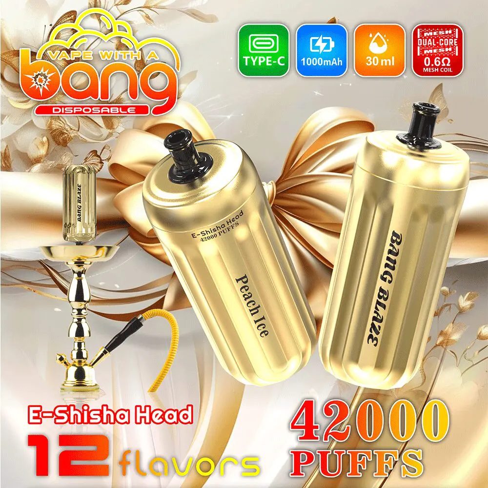Bang E-Shisha Head 42000 Puffs | 42K puffs gold LED display bulk disposable vape