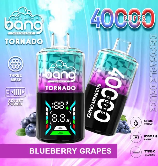 Bang Tornado 40000 40K Puffs | LED display, long lasting disposable vape wholesale - Image 2