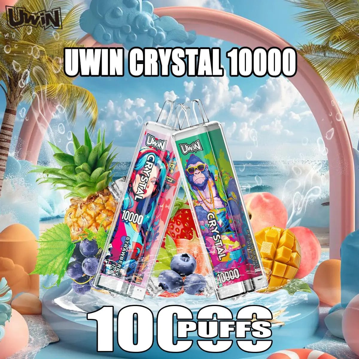 Uwin Crystal 10K | 10000 puffs, 0-5% nicotine, wholesale bulk disposable vape
