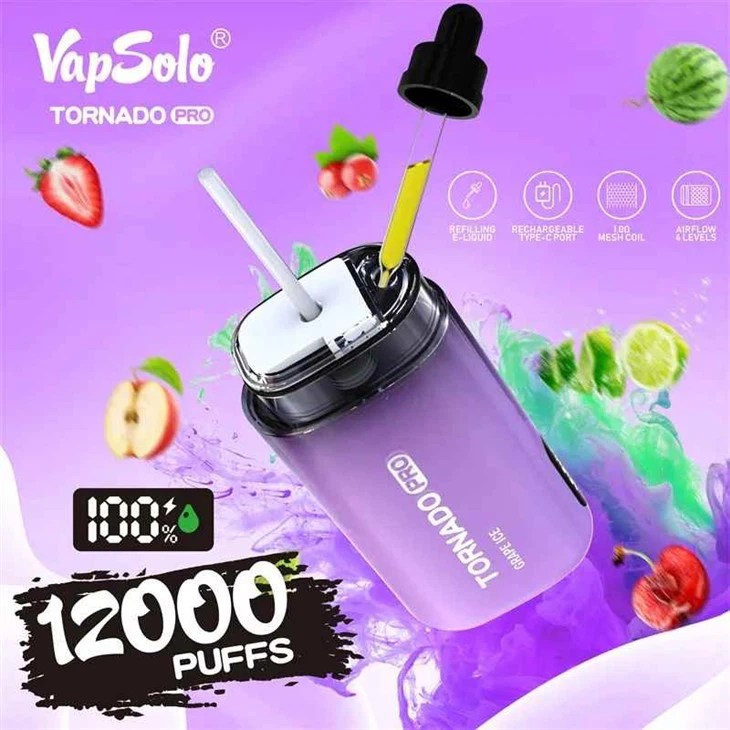 Vapsolo Tornado Pro 12000 Puffs | 0%-5% nicotine, 20mL, airflow control, RGB lighting - Image 15