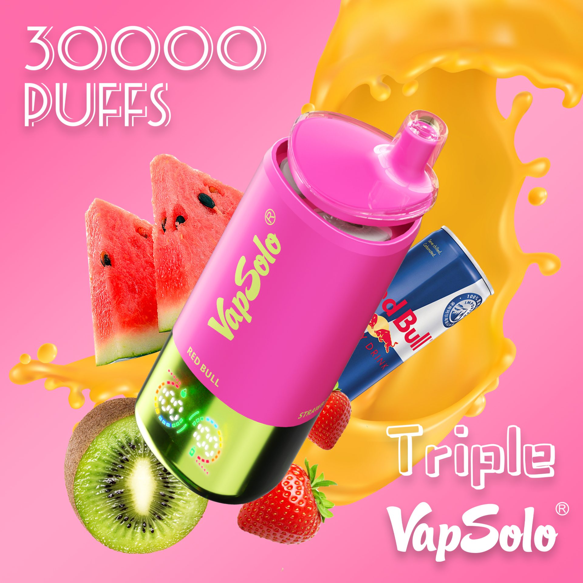 Vapsolo Triple 30000 Puffs | 3-in-1 flavor, 36mL e-liquid, LCD screen, bulk disposable vape