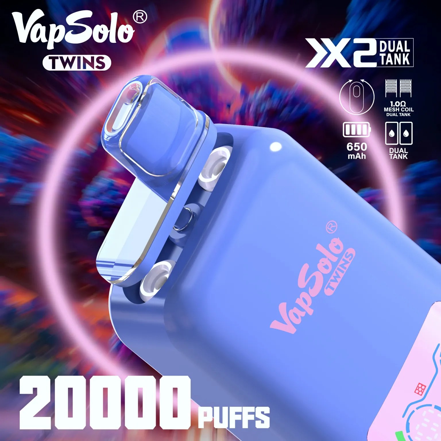 VapSolo Twins 20000 Puffs | dual flavor, 2% nicotine, bulk disposable vape - Image 9