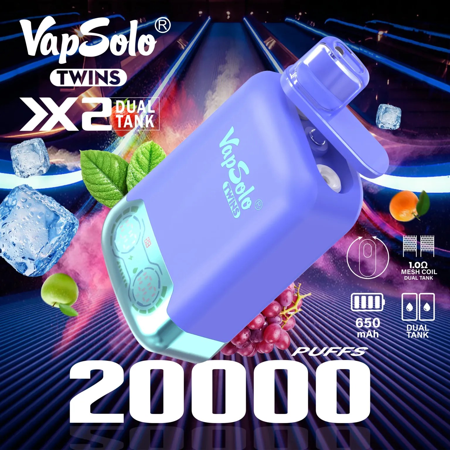 VapSolo Twins 20000 Puffs | dual flavor, 2% nicotine, bulk disposable vape - Image 4