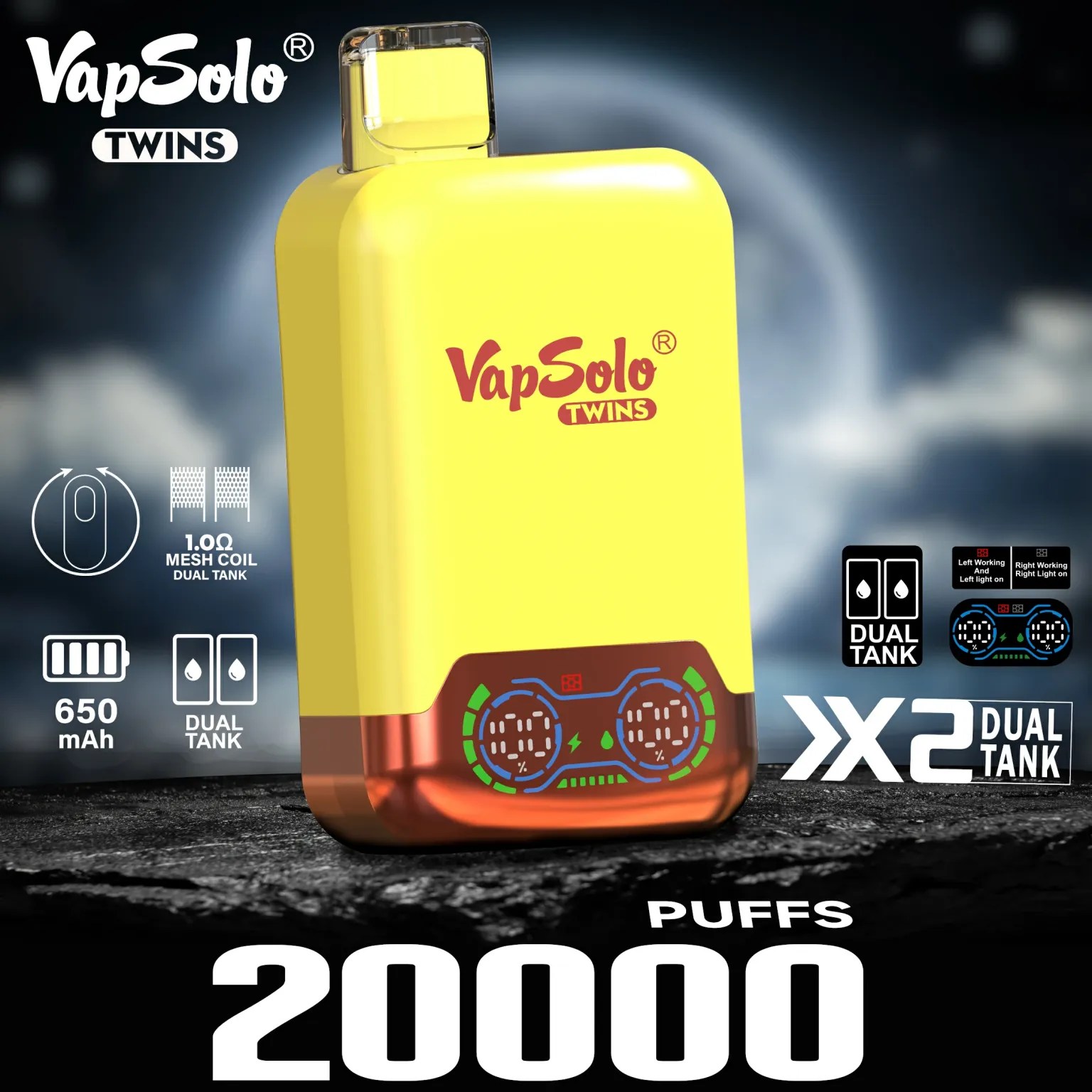 VapSolo Twins 20000 Puffs | dual flavor, 2% nicotine, bulk disposable vape - Image 8