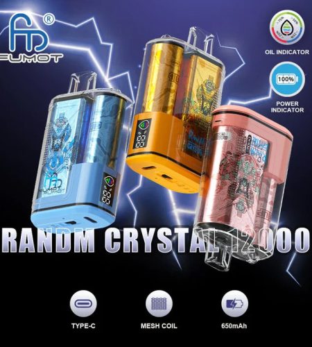 FUMOT RandM Crystal 12000 Puffs | 0%-5% nicotine, LED display, bulk disposable vape